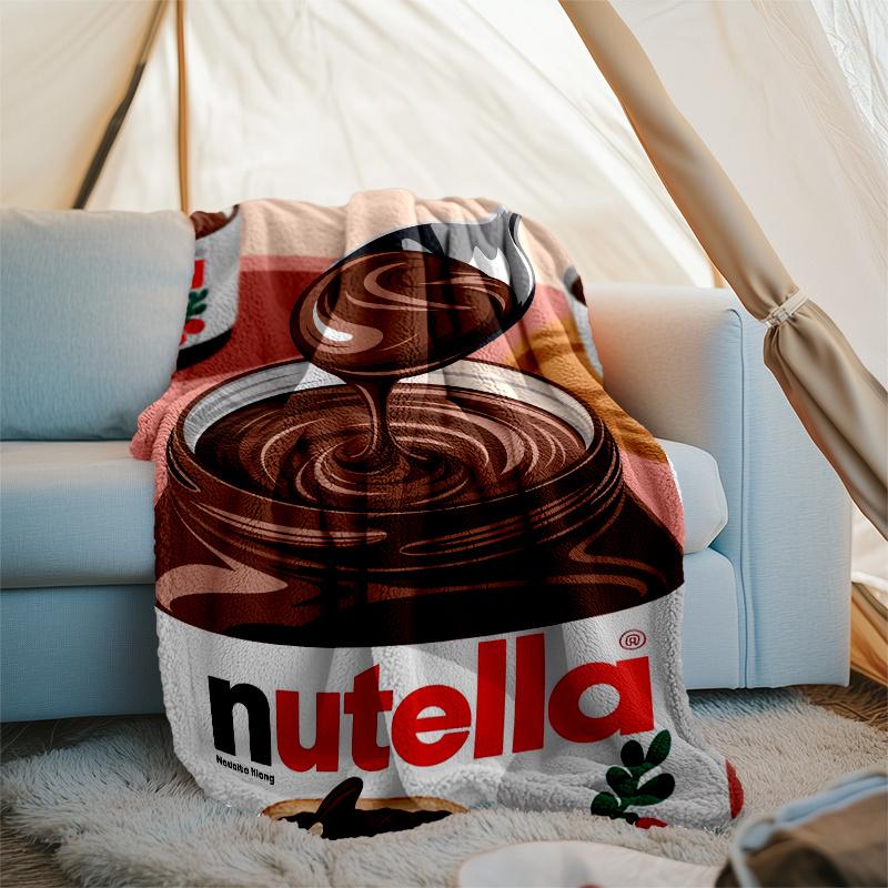 Nutella Theme Printed Blanket,Perfect for Couch, Bed, Travel & Outdoor Use | Machine Washable, Cozy & Durable.
