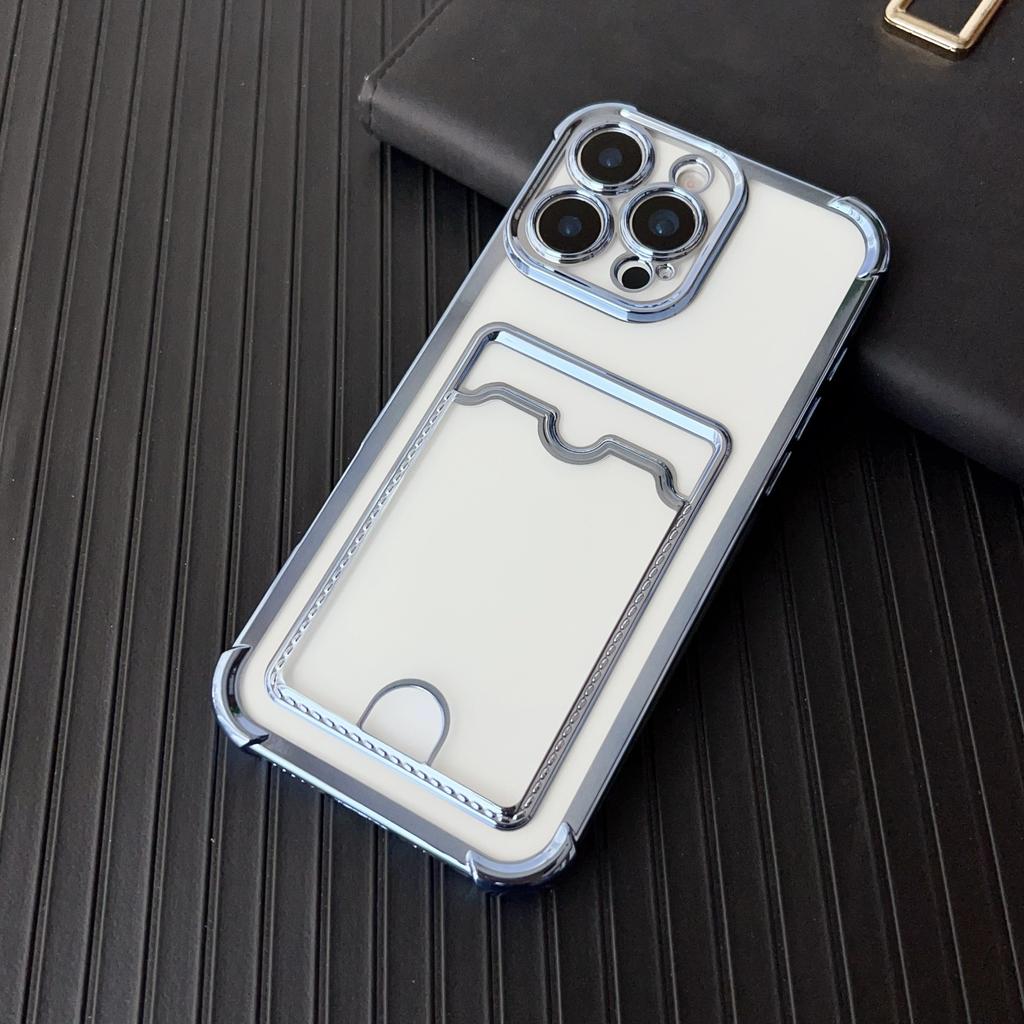 Прозрачный Мягкий Держатель для Карт Сумка Чехол Для Для Iphone 17 16e 16 15 14 13 12 mini 11 Pro X XR Xs Max 7 8 Plus Ударопрочный Покрытый Чехол