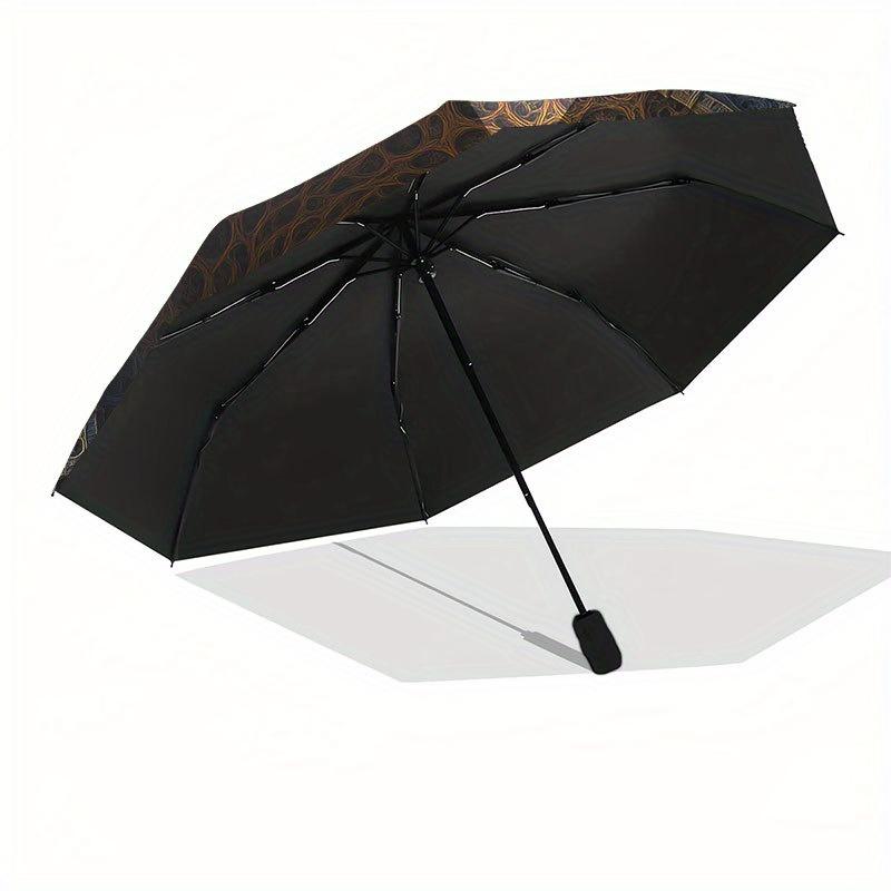 Golden Skull in Labyrinthine Tunnel Wall ClockUmbrella with Cute Design, Portable 3-Fold Compact Umbrella for Men & Women, Valentine's Day Mother's Da