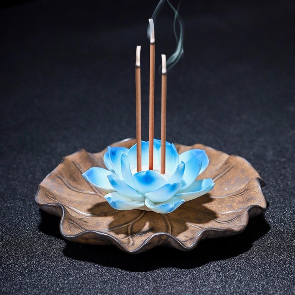 Ceramics Lotus Incense Burner Sleep Aid Lotus Incense Stick Lotus Censer Holder Aromatherapy