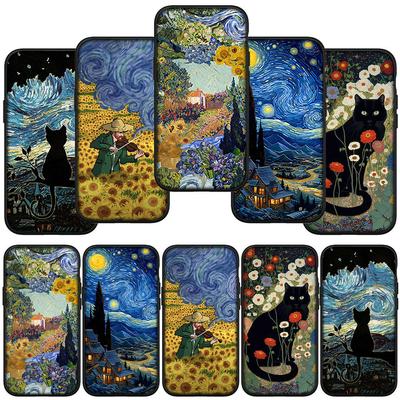 Чехол для телефона Samsung Galaxy S24 S23 iPhone 15 14 Xiaomi Redmi Note 13 12 11 8 10 9 Pro Max X XR OPPO A15 Huawei Starry Night Van Gogh Painting Cover