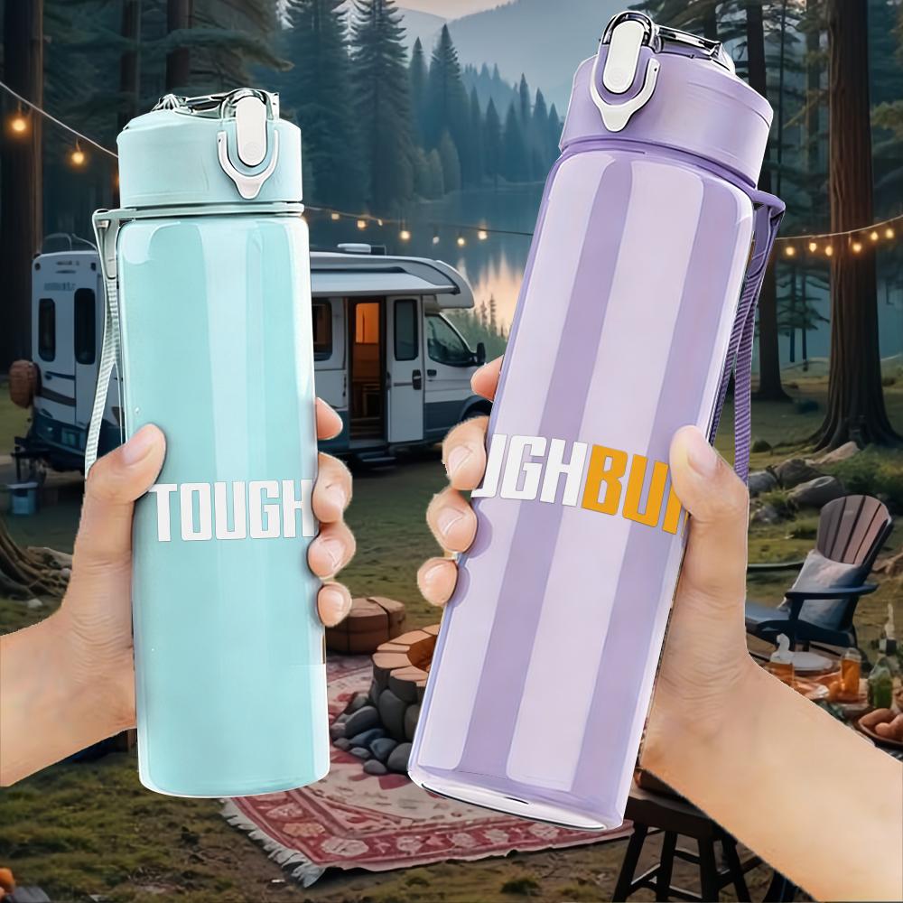 1PC Built Text Minimalist Industrial Logo Print 750ml Portable Sports Water Bottle Leakproof Gym Outdoor Travel Drink Cup