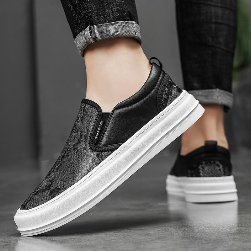 Мужские туфли для сноуборда из натуральной кожи, дизайнерские стили для молодежи, отдыха, прогулок, вечеринок, мужские туфли без застежек, черные