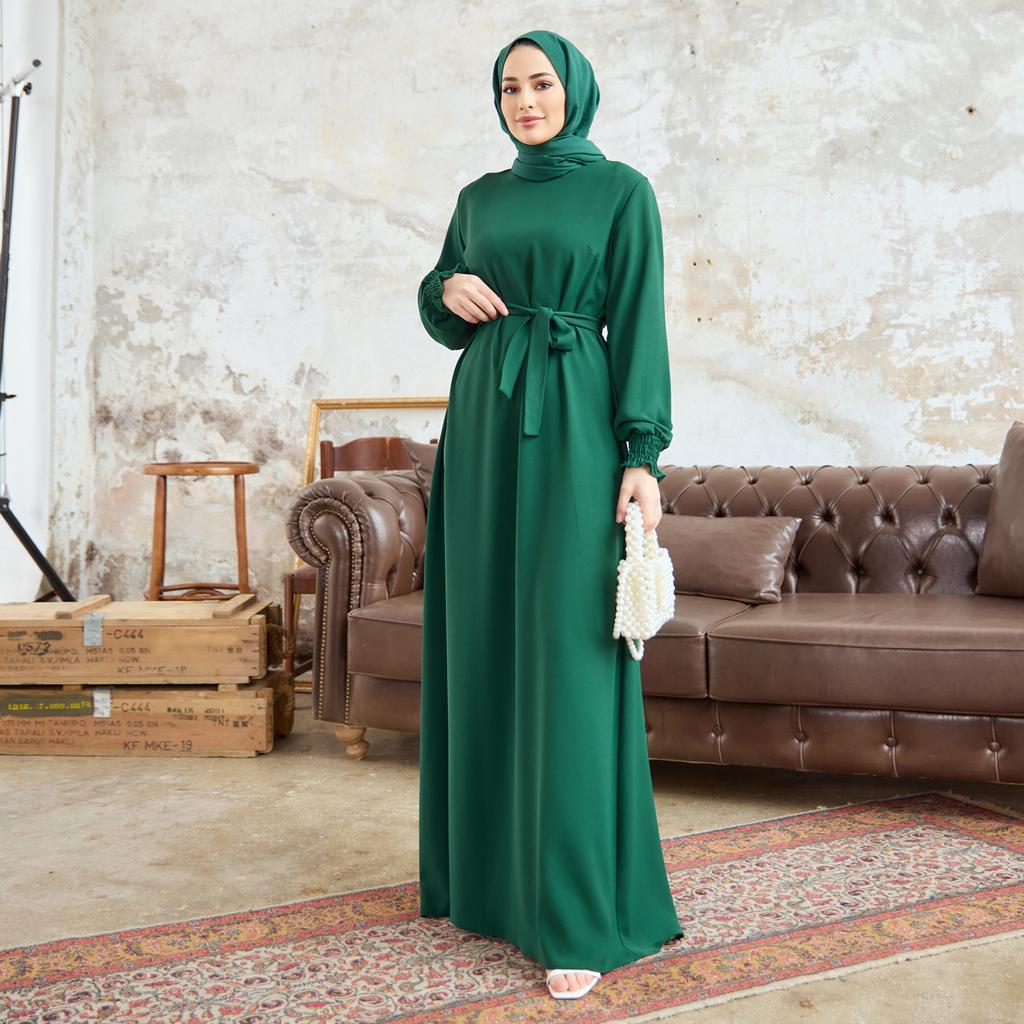 Женское платье из креповой ткани с длинным рукавом Vera с поясом