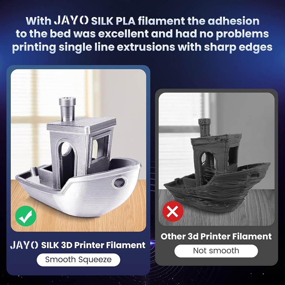 JAYO SILK PLA + Filament 1.75MM PLA 3D Filament 1.1KG for FDM 3D Printer Neatly Wound Shiny 3D Printing Material 5Rolls
