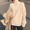 Women's Fashion Casual Fall Winter Solid Color Print Long Sleeve High Neck Sweaters