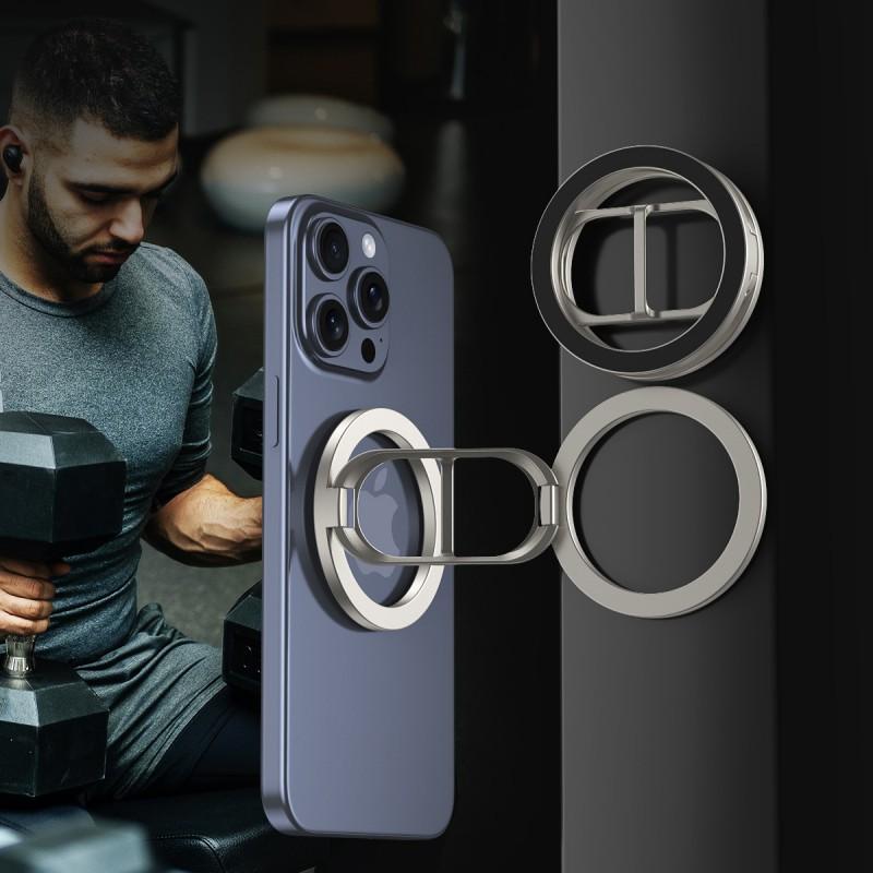 360 Rotating Dual-Side Magnetic Phone Mount Exercise Bike Treadmill Golf Cart Metal Universal Holder