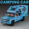 1/32 Chevrolet Silverado Автодом RV Модель автомобиля из сплава Звук и свет Детская игрушка Коллекционные предметы Подарок на день рождения