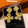 High-Grade Metal Flower Earrings with S925 Silver Needle for Women - European & American Cold Style