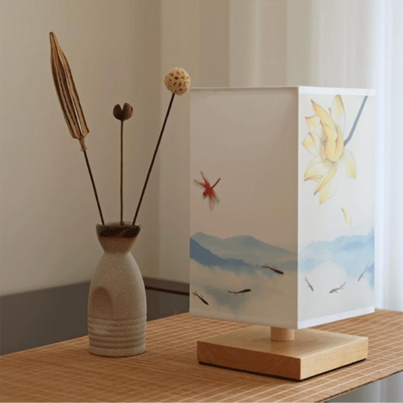 Классический ночник в национальном стиле с красной сливой и магнолией в стиле ретро с восточным летним лотосом и рифмой, украшение рабочего стола, атмосферное освещение