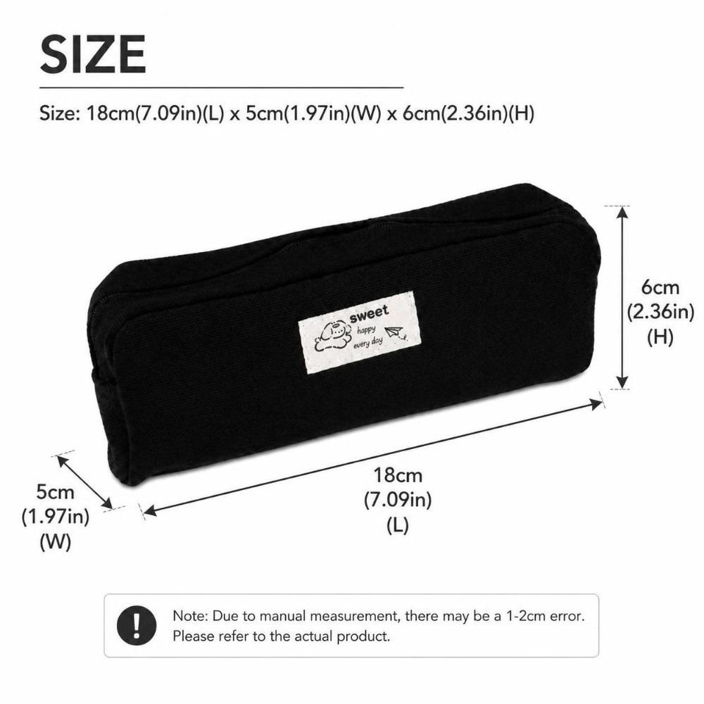 1Pc Solid Color Pencil Case Canvas Stationery Storage Pouch Simple Pencil Pouch School Supplies
