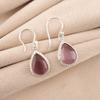 Purple Cat's Eye Gemstone 925 Fine Silver Jewelry Handmade Dangle Earrings 1.40" EE-9-40