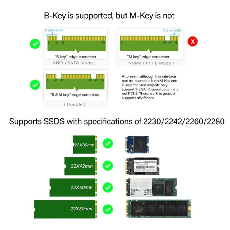 M.2 B Key Adapter Card Support 2230 2242 2260 2280 Hard Disk B Key to Adapter Card Converter Board