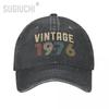 Unisex Adult VINTAGE 1976 Retro Charcoal Washed Denim Baseball Cap Trucker Hat Born Birthday Gift for Unisex WoUnisex Cotton