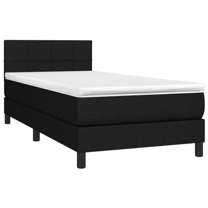 Maison Exclusive - Sommier à lattes de lit avec matelas et LED Noir 80x200cm Tissu