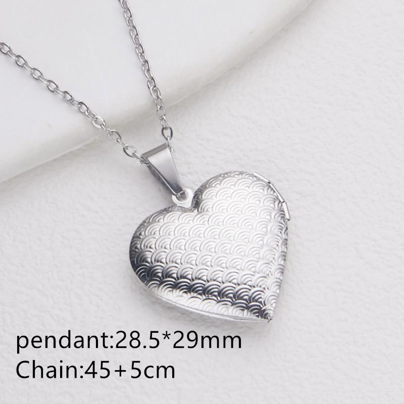Stainless Steel Silver & Gold Women's Heart Photo Frame Locket Necklace