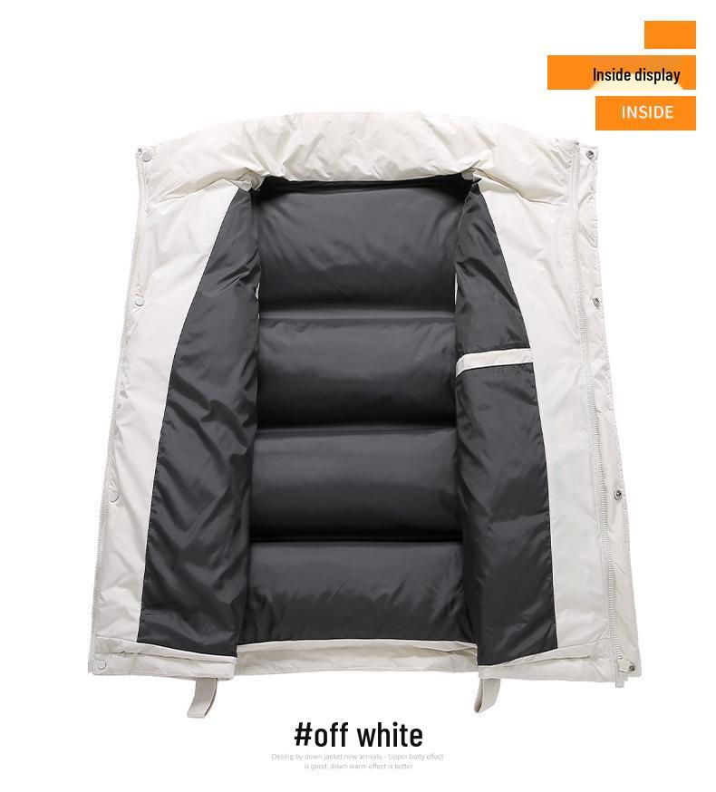 Мужской пуховый жилет в корейском стиле с воротником-стойкой - Зимняя однотонная безрукавка