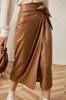 Classy Women's Tan Skirt Handmade Pure Lambskin Leather Stylish Formal Party Wear