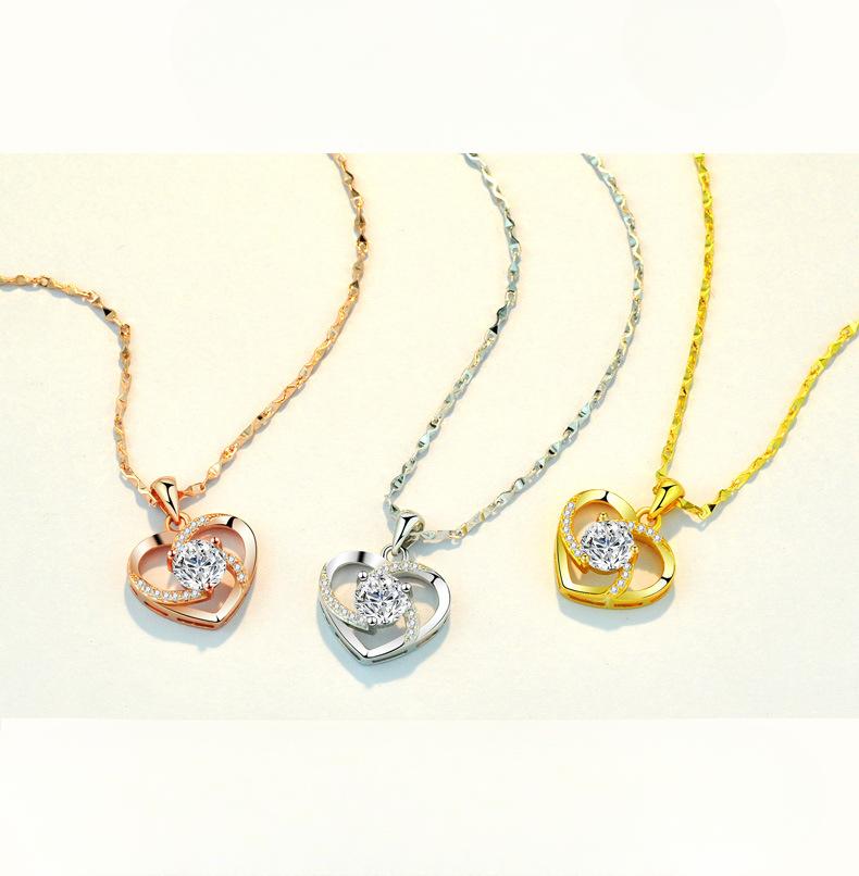 1PC Love Pendant Simple Light Luxury Neck Chain Internet Celebrity Collarbone Chain Versatile Jewelry