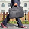Большая вместительная деловая сумка, совместимая с файлами B4, 580 г, двухслойный портфель, легкая, совместимая с ПК, многофункциональная двухсторонняя сумка, черная [мужской кошелек]