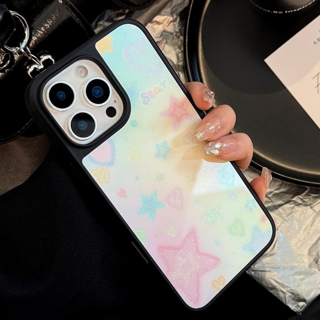 Glazed Sand Suitable for Apple 15 Promax Mobile Phone Case Iphone16 Dream Color Stars 12 Acrylic 13 Hard 14