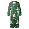 Women's Casual Round Neck Christmas Print Midi Dress Long Sleeve Pocket Dress