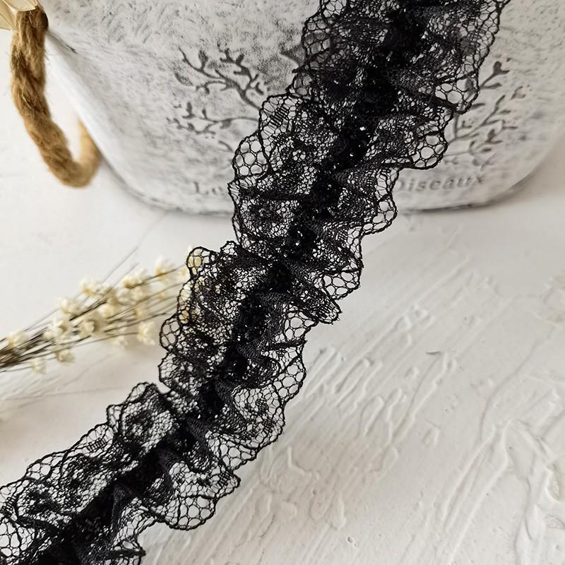 Черная кружевная органза для самостоятельного изготовления одежды и аксессуаров - украшение горловины и подола юбки