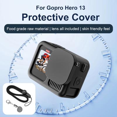 Для gopro hero 13 black Чехол-аксессуар Защитный корпус Ракушка Защита Резиновый Силиконовый + Ремешок для крышки объектива Для go pro Hero13