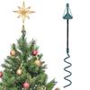 Christmas Tree Topper Holder Universal Twist-on Holiday Tree Topper Stabilizer Metal Green Support Rod with Adjustable Attachment