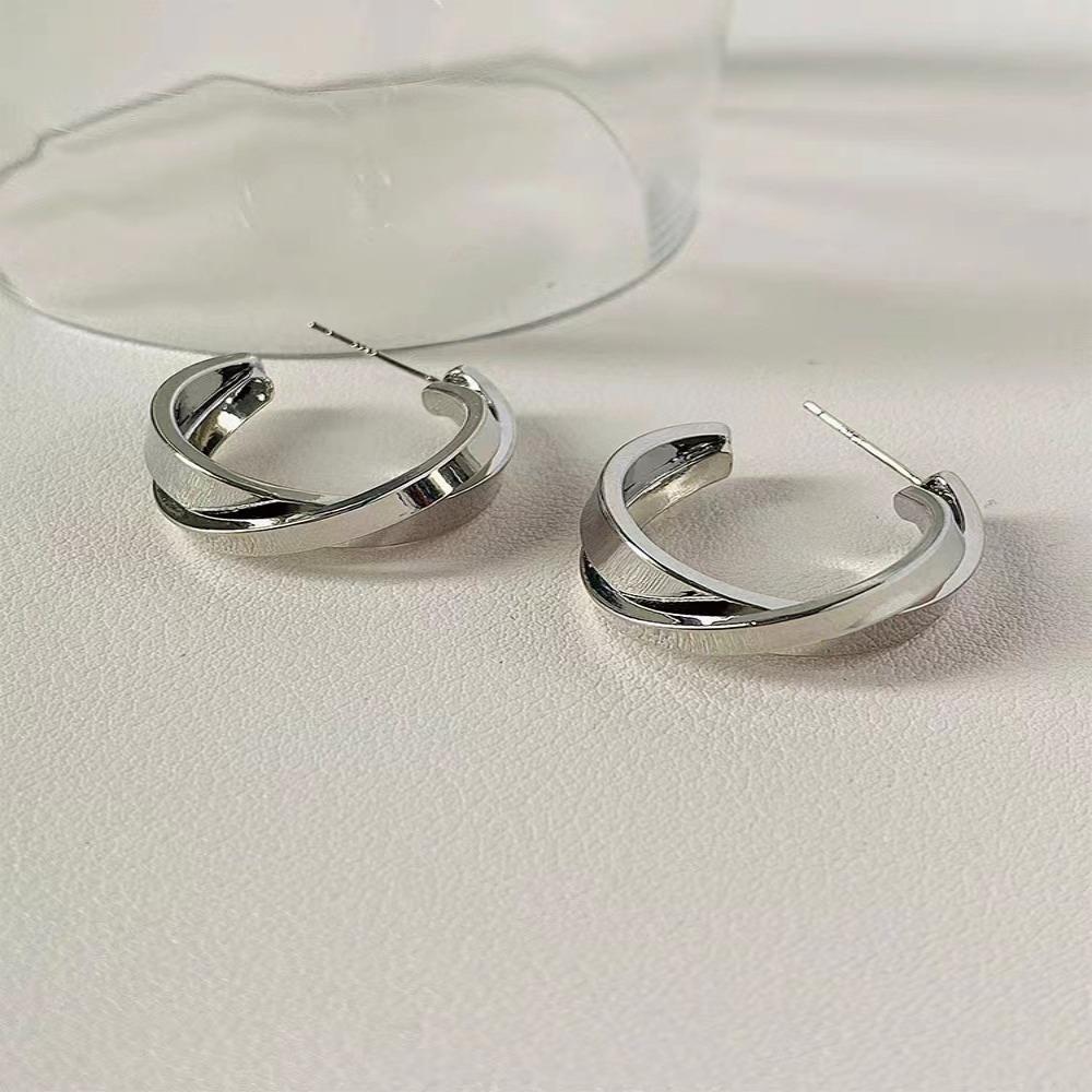 Серьги из сплава металла геометрической формы с перекрещивающимися петлями, серьги-капли C-образной формы, женские