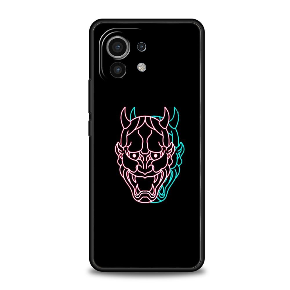 Чехол для Xiaomi Poco X4 X3 NFC F3 F4 M3 M4 Mi Note 12T 10 11 Ultra 11T 13 Pro 10T 12 Lite 9T 5G Мягкий чехол Samurai Oni Mask неоновая