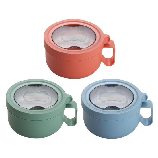 Миска для супа на 850 мл с ручкой, большая емкость, пищевой класс, без BPA, миска для супа быстрого приготовления, лапша, теплоизолированный ланч-бокс