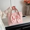Милая сумка через плечо с бантом, женская мягкая сумка из искусственной кожи с ремешком под мышкой, большая вместимость, однотонная сумка-тоут
