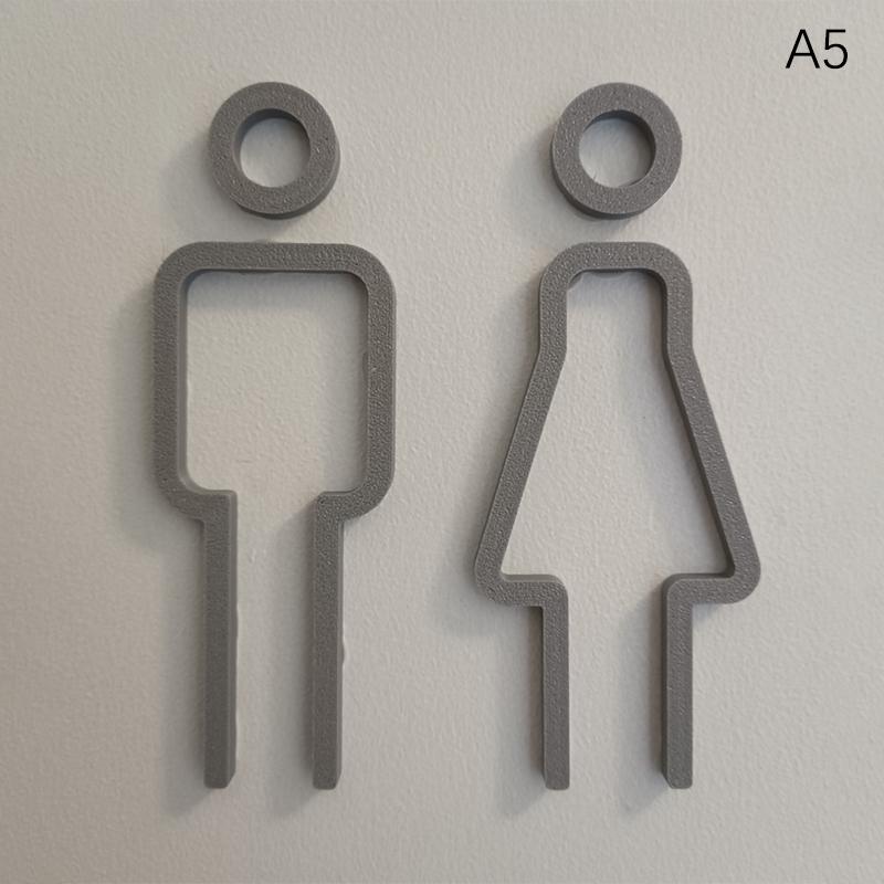 Hot  3D Printed Bathroom Door Sign Male & Female Restrooms Symbol Door Decor Restaurant Hotel Cafe Toilet Signage Wall Sticker