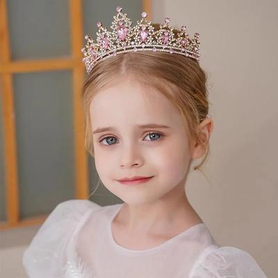 Детская Корона Принцессы Хрустальная Диадема Аксессуары для Волос для Девочек Высококлассная Атмосфера Танцевальное Выступление Подарок на День Рождения Корона KTJ