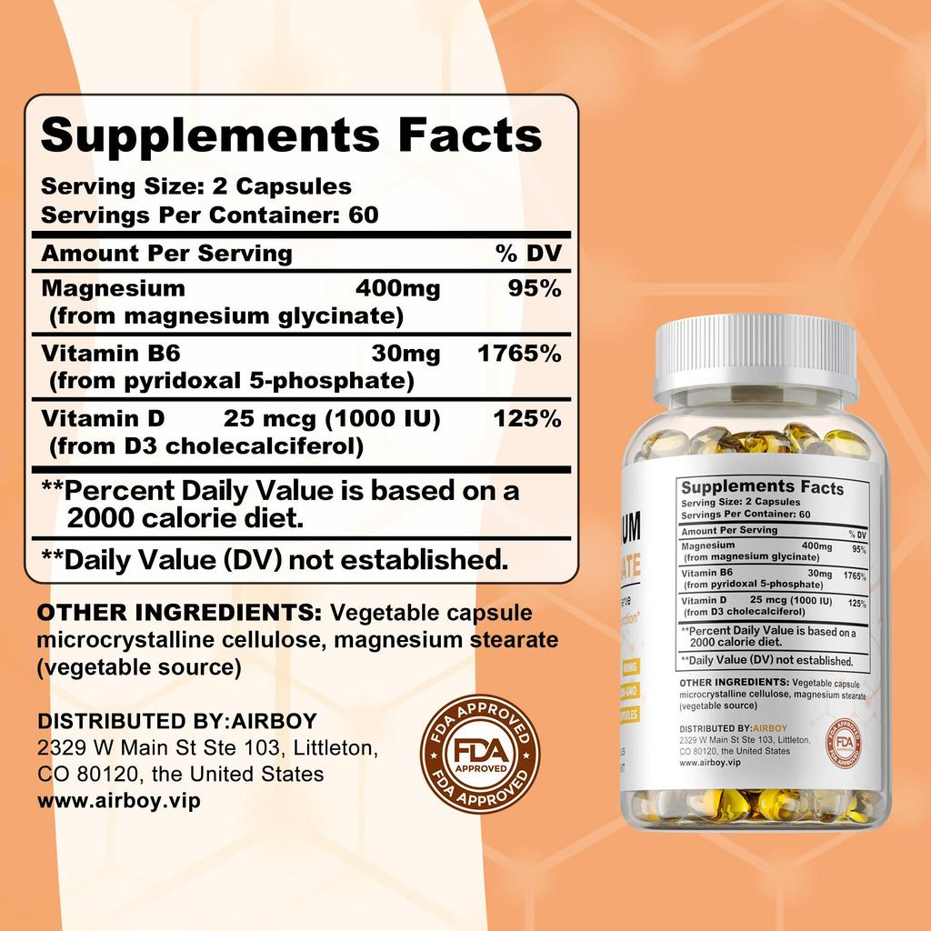 Airboy - Magnesium Glycinate Capsules - Nerve and Muscle Health