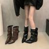 Spice Girls Belt Buckle Pants Boots Short Boots Women's Boots Early Autumn New Niche Design Short Boots Western Boots