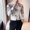 Four Seasons Men's Fashion Long Sleeve European & American Print Shirt 2703