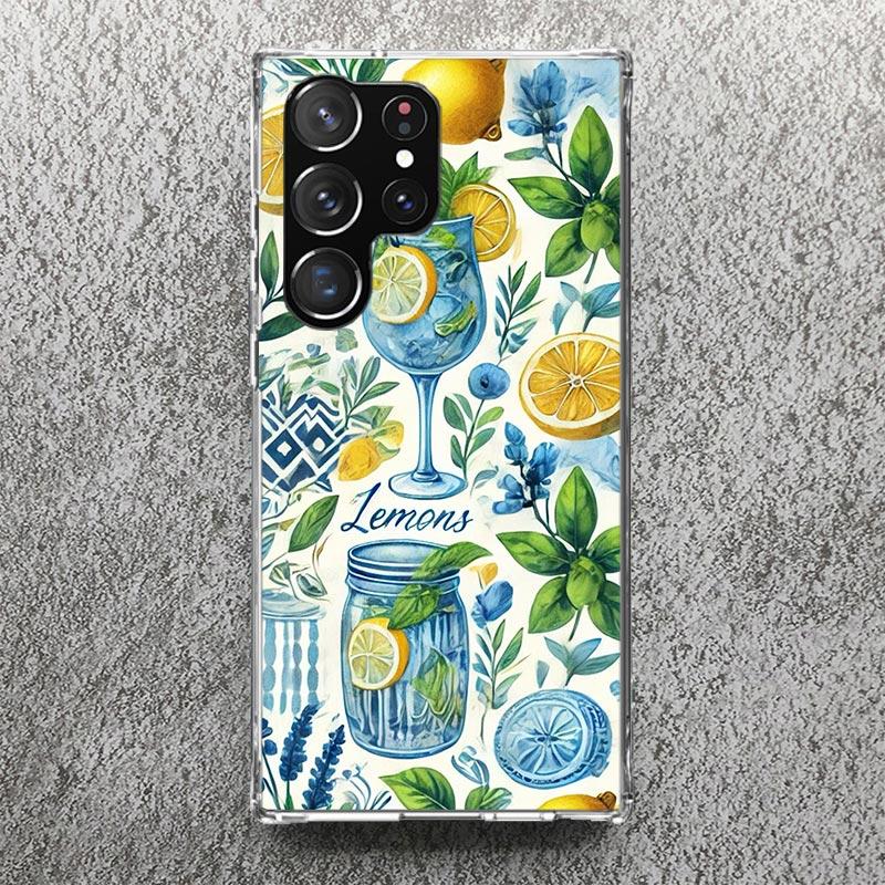 Летние Фрукты Лимонный Принт Мягкий Чехол для Samsung Galaxy S25 S24 S23 S22 Ultra S21 Plus S20 FE Чехол для Телефона S10 + Чехол с Рисунком