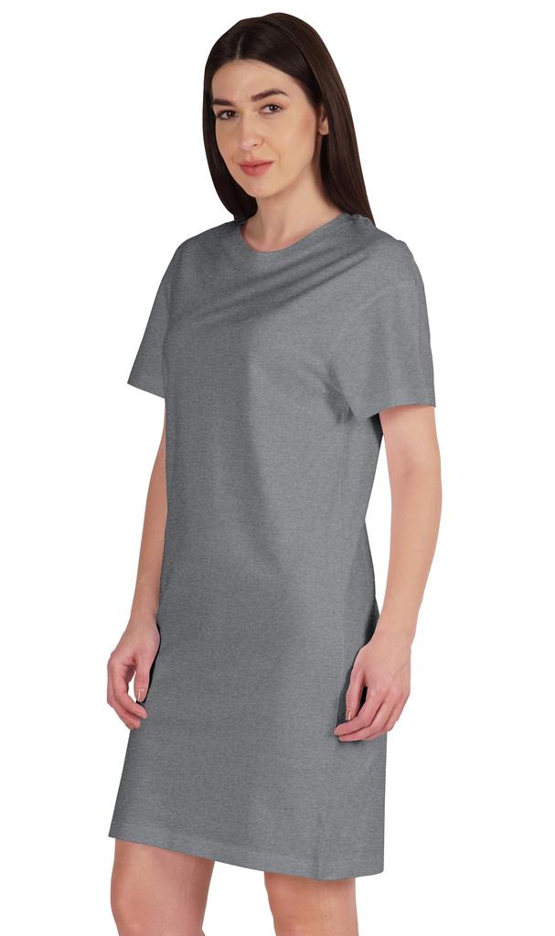 Inkmeso Женское однотонное платье-сдвиг с коротким рукавом, обычного кроя, футболка из хлопкового джерси