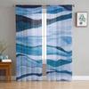Abstract Blue Watercolor Paint Sheer Curtains For Living Room Bedroom Home Decor Kitchen Tulle For Windows Voile Drapes