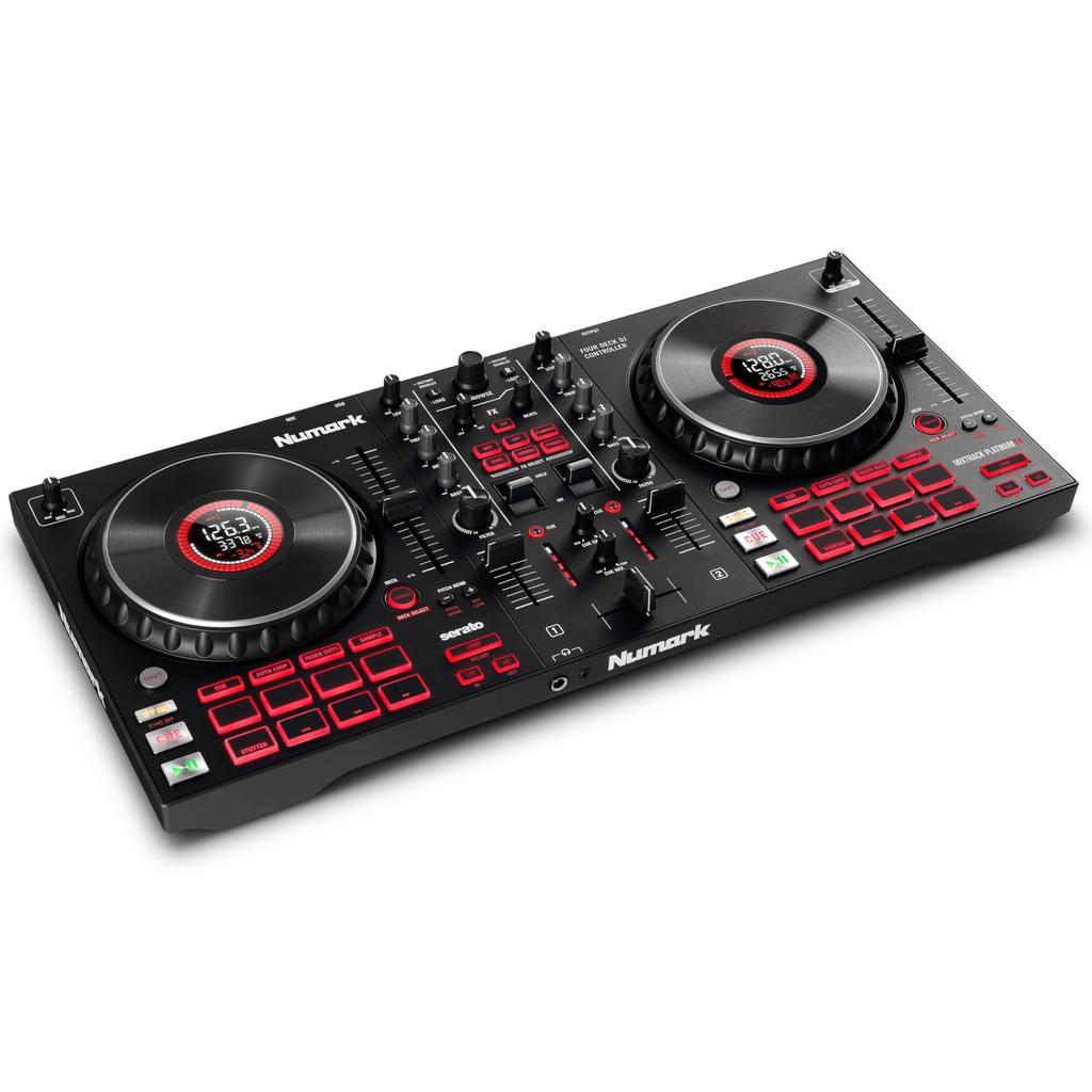 Numark DJ Controller 4 Deck Jog Wheel with Touch Sensor Serato DJ Lite DJ Mixer Streaming DJ Equipment FX with Paddle Audio Interface Numark Mixtrack