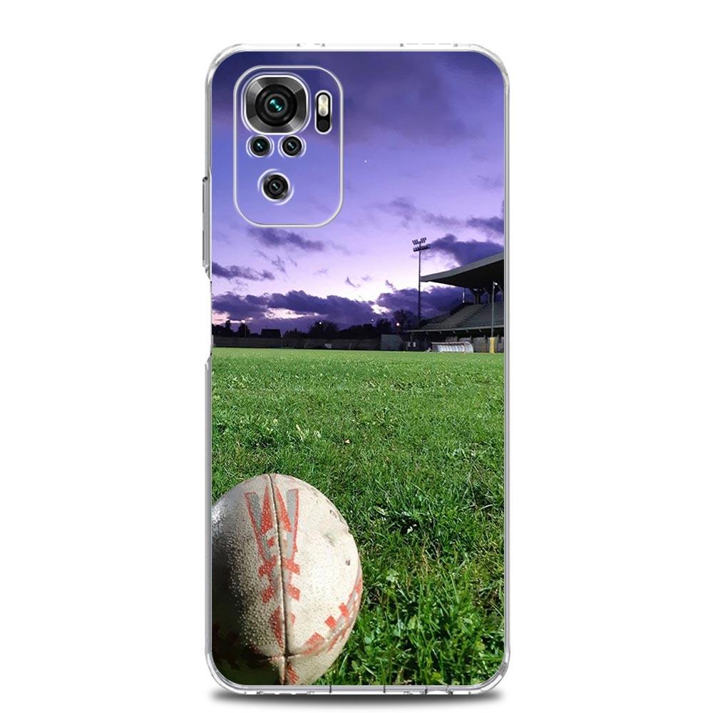 Phone Case For Xiaomi Redmi Note 13 12 5G 9S 9 8 10 11 Pro Plus 4G 9T 13C 12C 10C 9C 9A 7 Clear Cover Rugby Ball