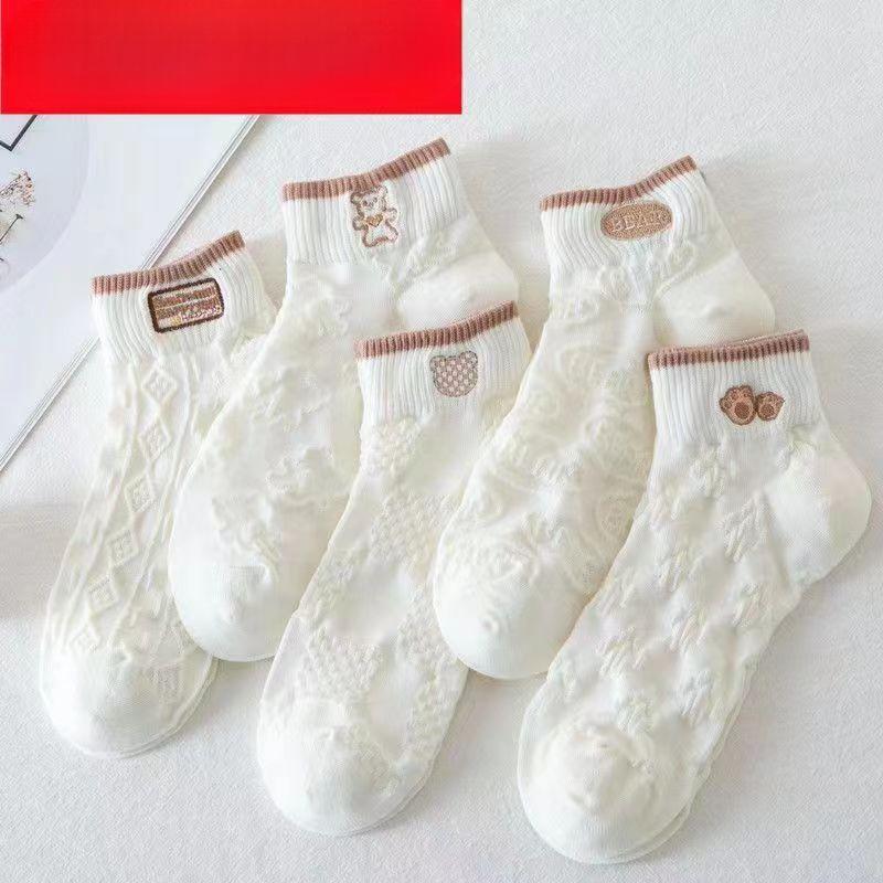 5 пар женских носков с рисунком из мультфильмов, универсальные модные, креативные, дышащие, удобные, повседневные носки