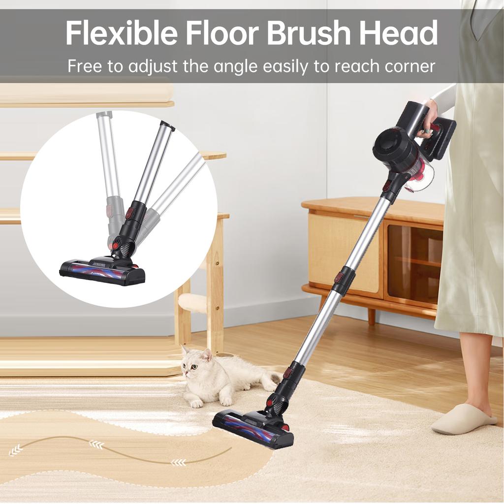 Cordless Vacuum Cleaner Rechargeable Stick Vacuum with 25KPA Powerful Suction Up To 40 Mins Runtime