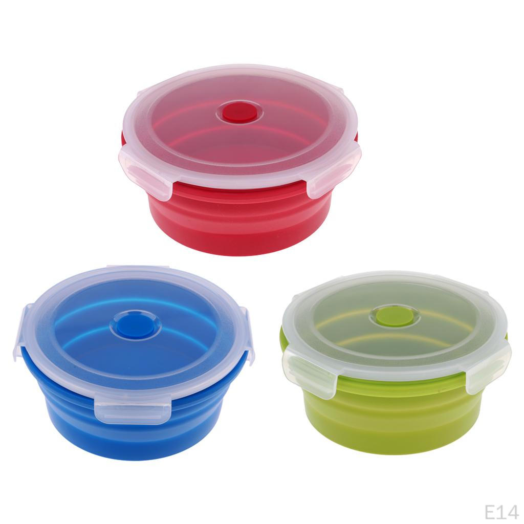 Lid, Silicone Folding Storage Container for Camping Picnic, Microwave & Freezer
