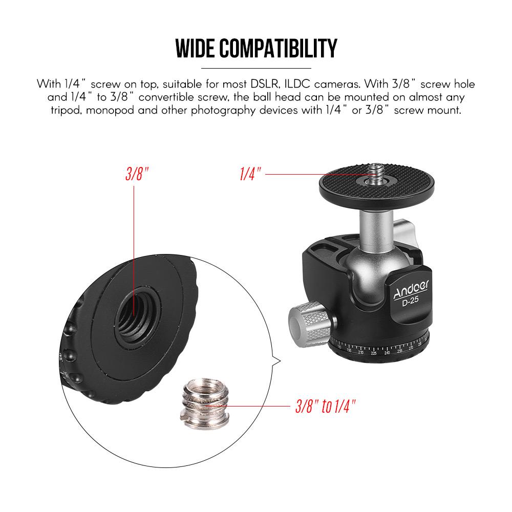 D-25 Шаровая головка из алюминиевого сплава с ЧПУ с двойной насечкой Мини-шаровая головка с низким центром тяжести