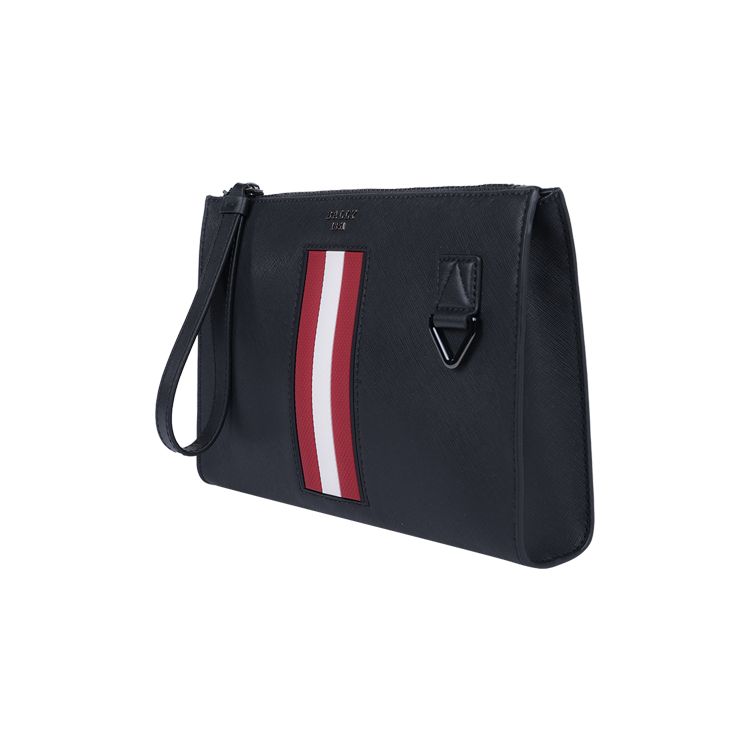 Bally Красно-белая полосатая кожаная сумка-кошелек на молнии с логотипом-буквой, деловой повседневный стиль, сумка-клатч для commuters, большой мужской кошелек, черный 6238757