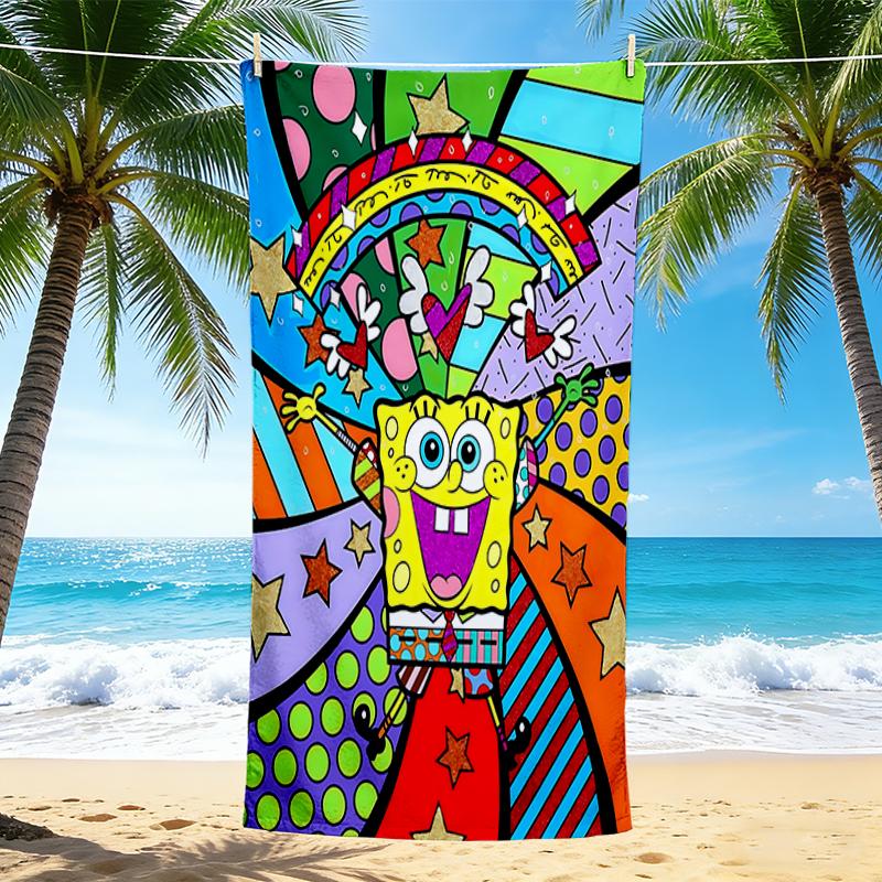 1Pc Spongebob Pop Art Style Beach Towel Quick Dry Multiuse For Beach Pool Gym Yoga Home Travel Christmas Halloween Xmas Gift G123
