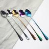 6Pcs Colorful Cutlery Set Stainless Steel Long Handle Spoon Dinnerware Dessert Ice Cream Coffee Spoon Stirring Spoon Silverware